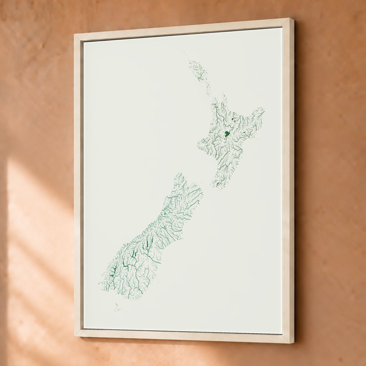 Beautiful Rivers — Nova Zelândia — Verde jade e porcelana, Fine art emoldurado · 30 × 40 cm, Branco · Sem margem