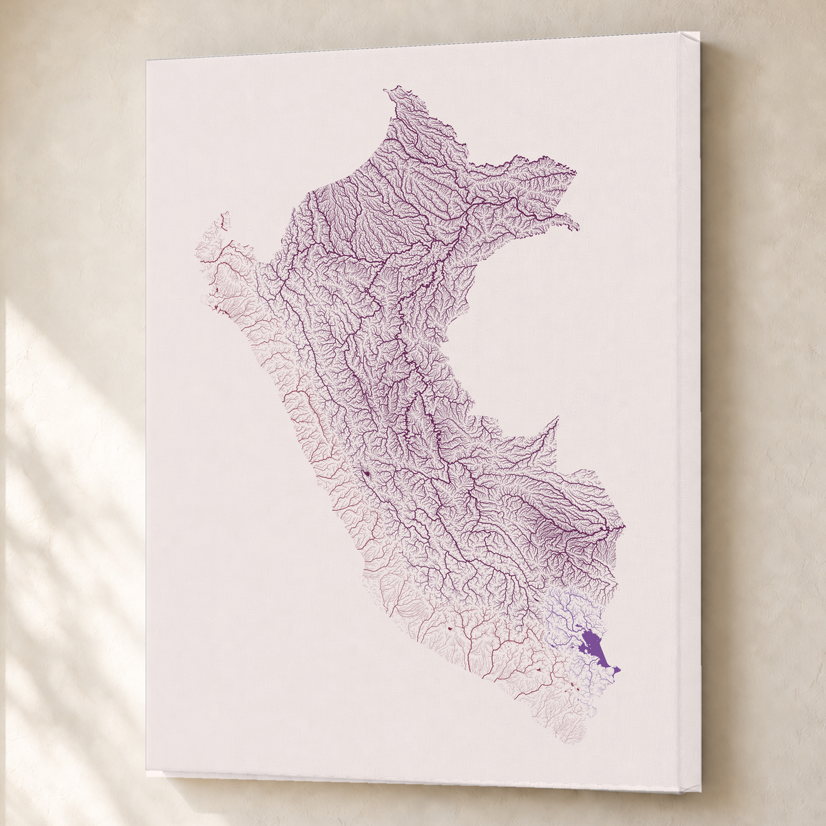 Quadro dos rios do Peru — Ameixa e rosé, Sem margem — Canvas — 3x4