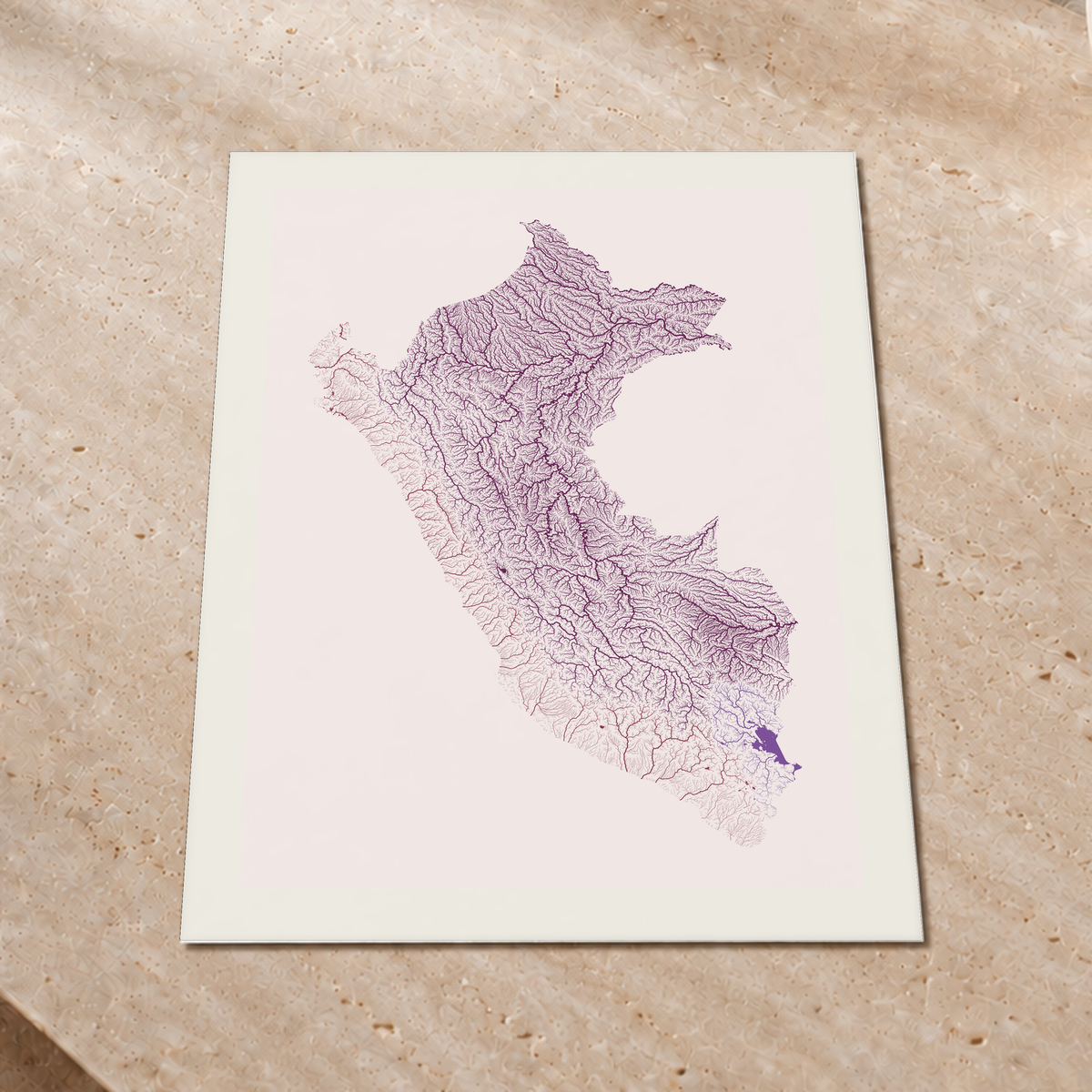 Quadro dos rios do Peru — Ameixa e rosé, Margem branca — Fine art print — 3x4
