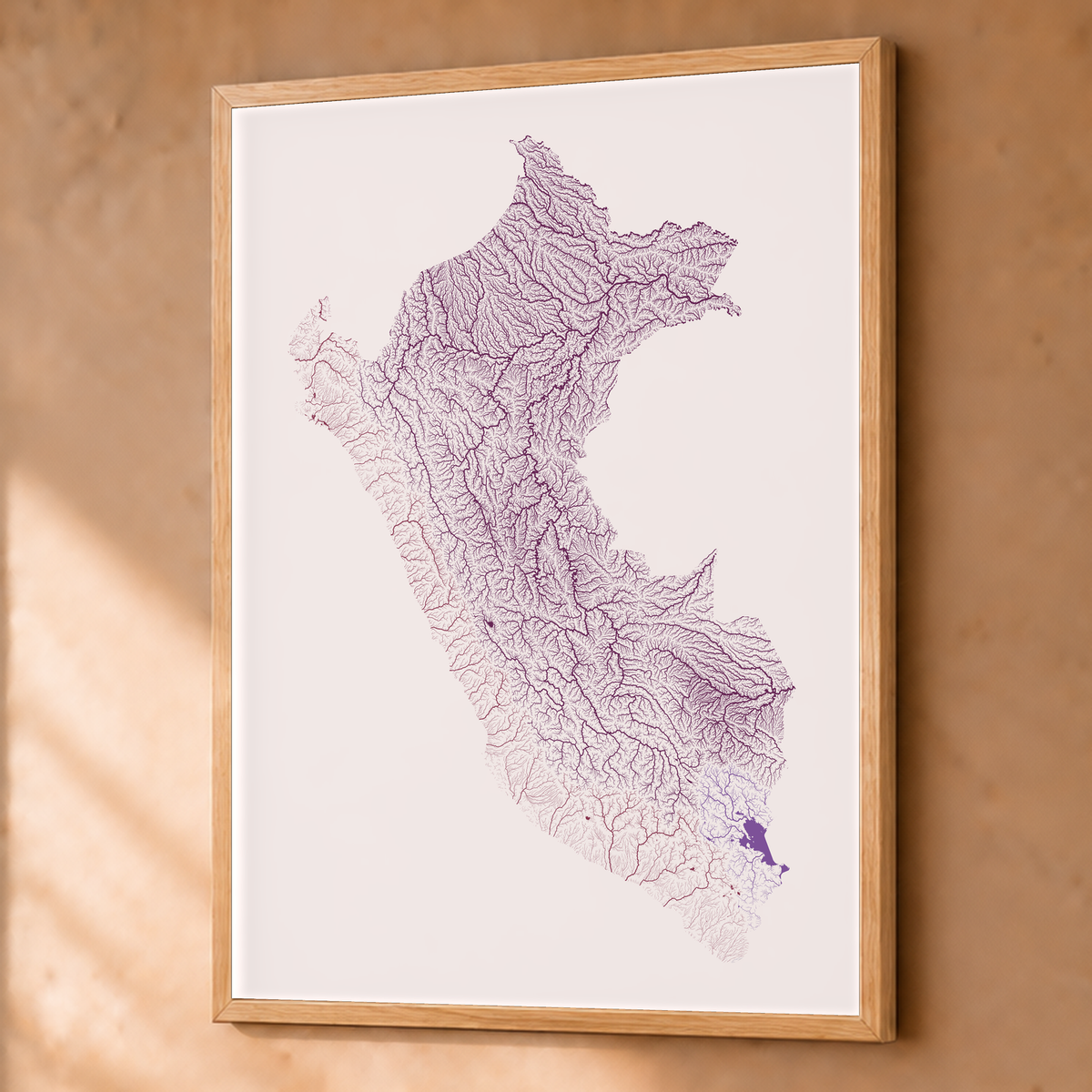 Quadro dos rios do Peru — Ameixa e rosé, Natural · Sem margem — Fine art emoldurado — 3x4