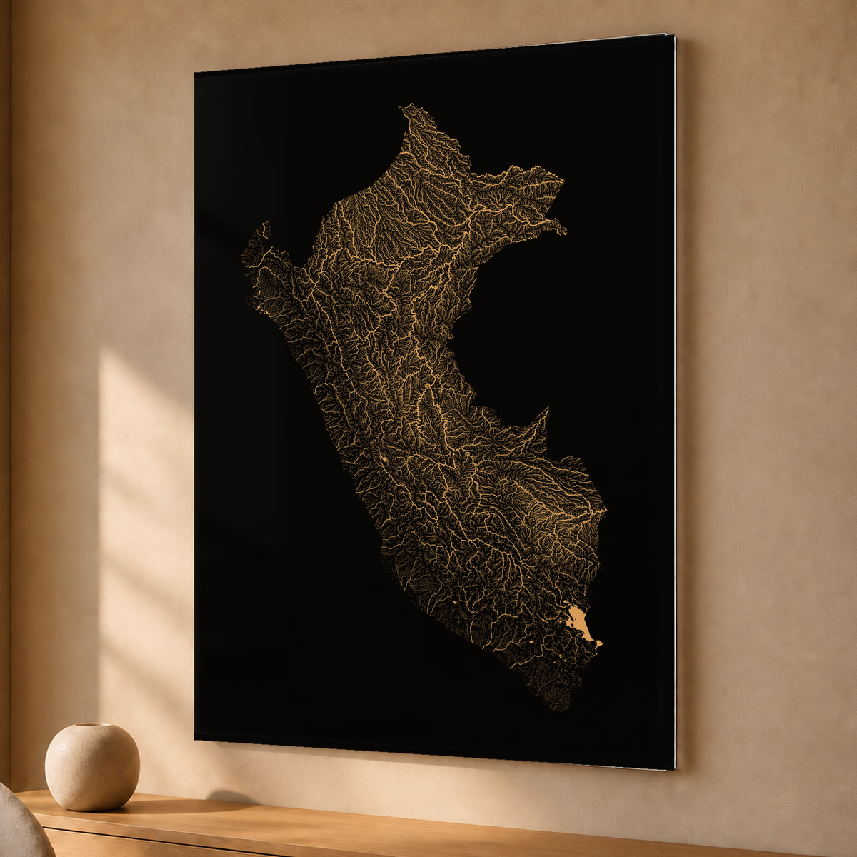 Quadro dos rios do Peru — Cobre, Sem margem — Acrílico — 3x4