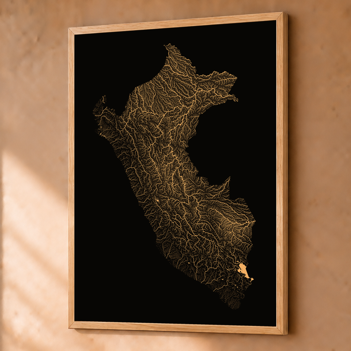 Quadro dos rios do Peru — Cobre, Natural · Sem margem — Fine art emoldurado — 3x4