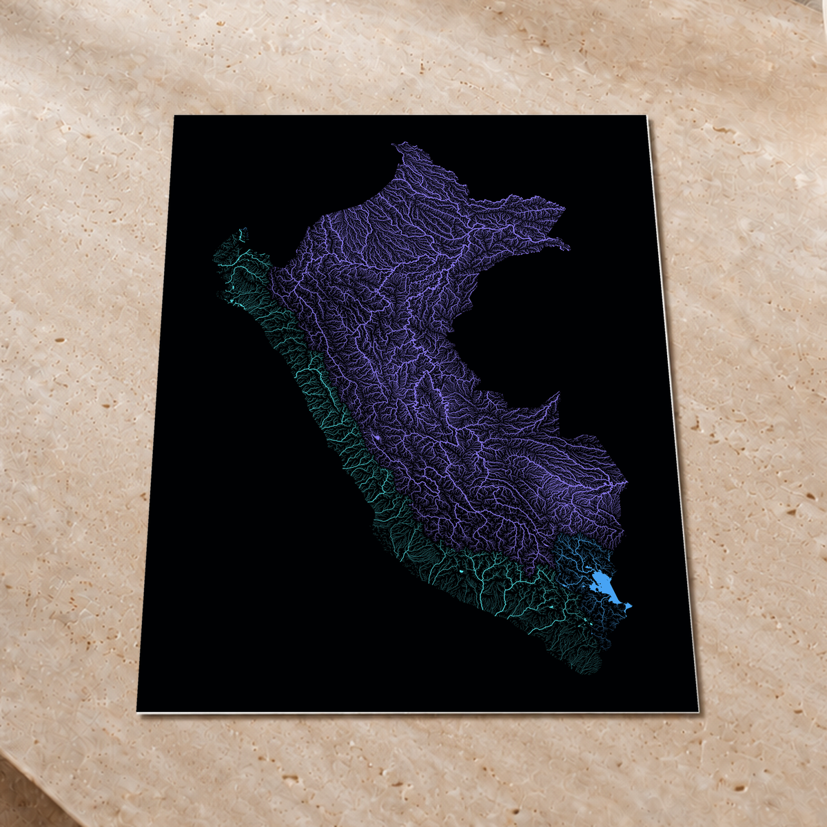 Quadro dos rios do Peru — Neon hidrográfico, Sem margem — Fine art print — 3x4