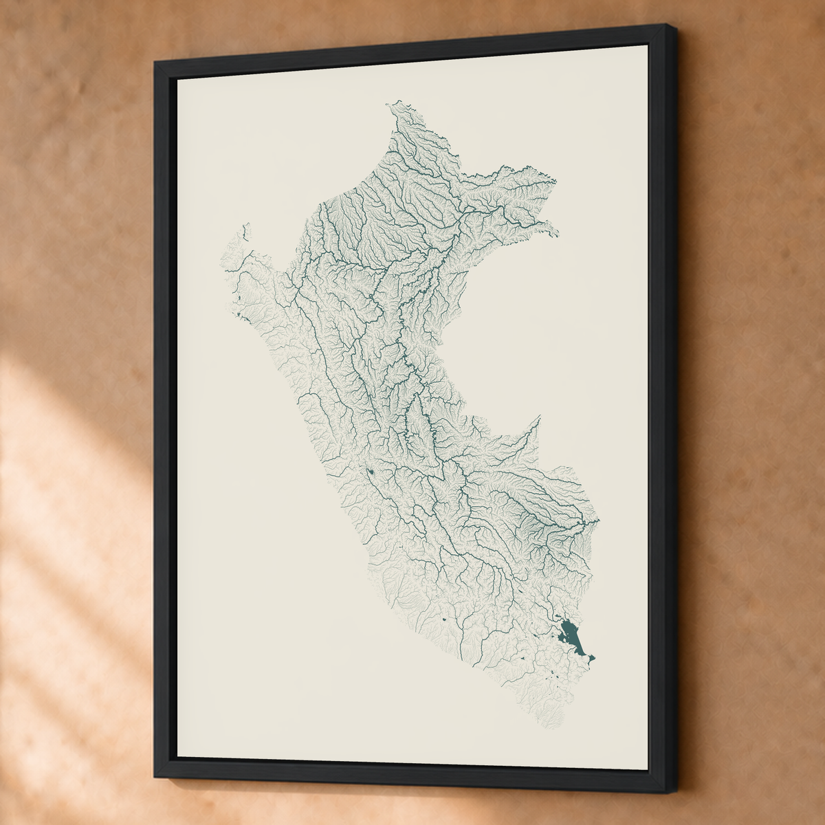 Quadro dos rios do Peru — Natural e luminosa, Preto · Sem margem — Fine art emoldurado — 3x4