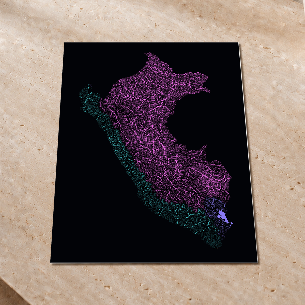 Quadro dos rios do Peru — Neon por território, Sem margem — Fine art print — 3x4