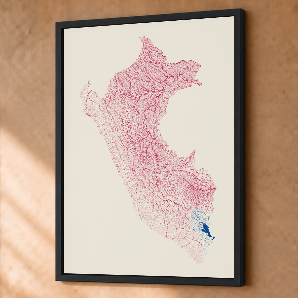 Quadro dos rios do Peru — Risografia, Preto · Sem margem — Fine art emoldurado — 3x4
