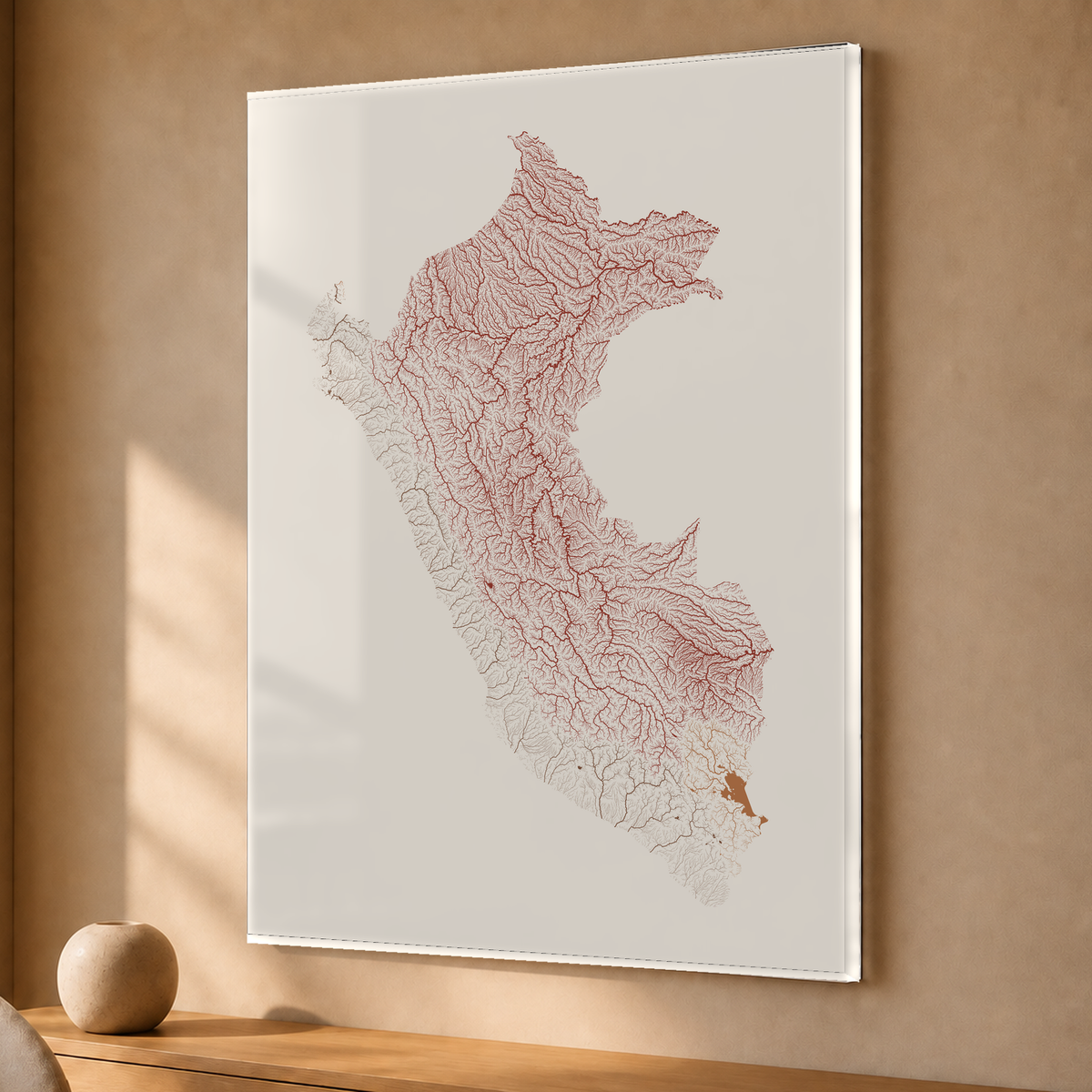 Quadro dos rios do Peru — Terracota e areia, Sem margem — Acrílico — 3x4