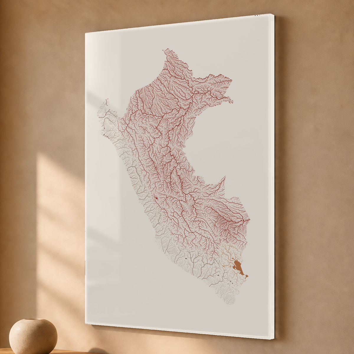 Quadro dos rios do Peru — Terracota e areia, Sem margem — Acrílico — 2x3