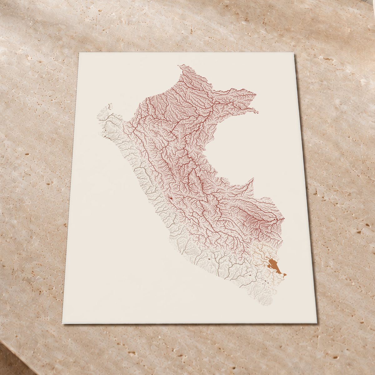 Quadro dos rios do Peru — Terracota e areia, Sem margem — Fine art print — 3x4