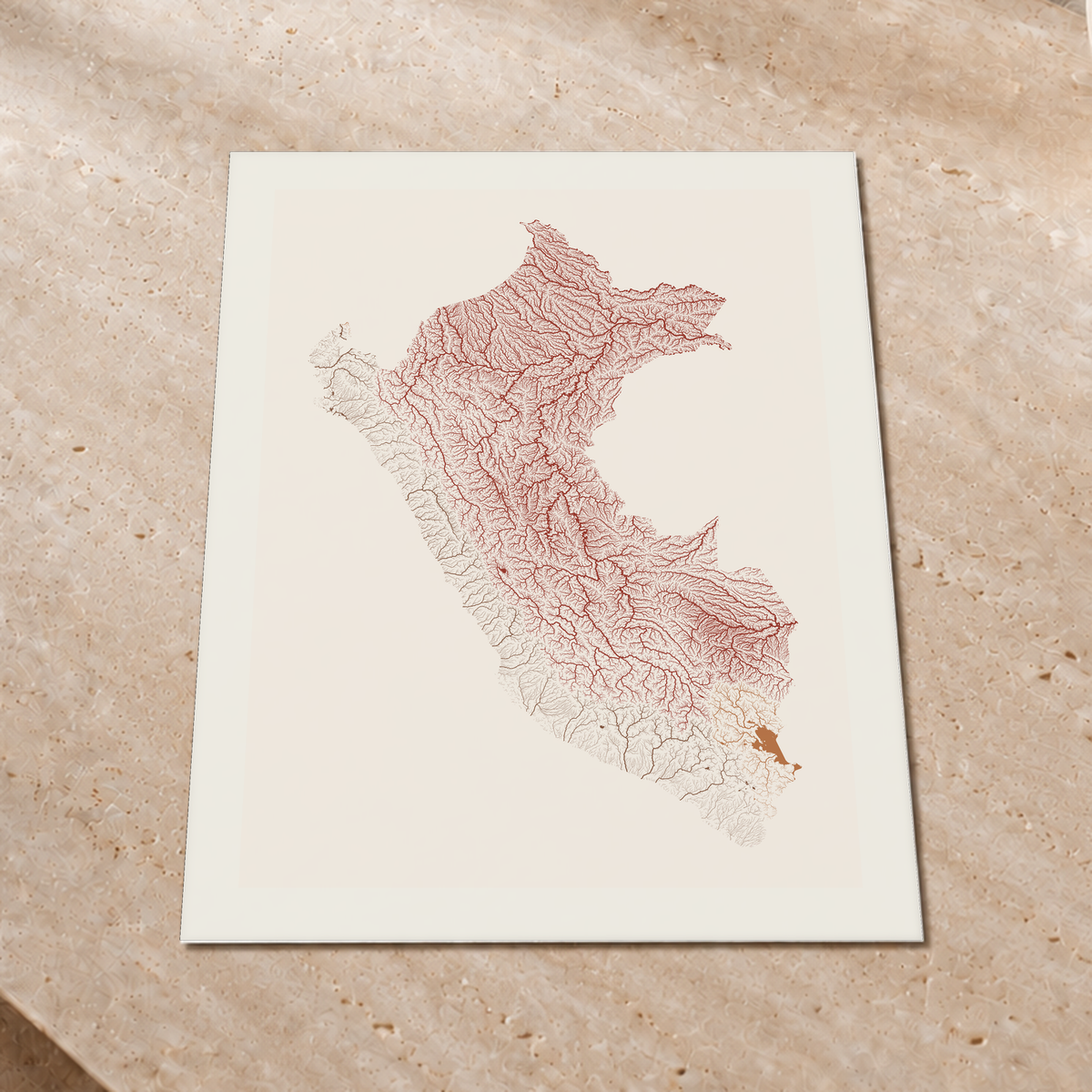 Quadro dos rios do Peru — Terracota e areia, Margem branca — Fine art print — 3x4