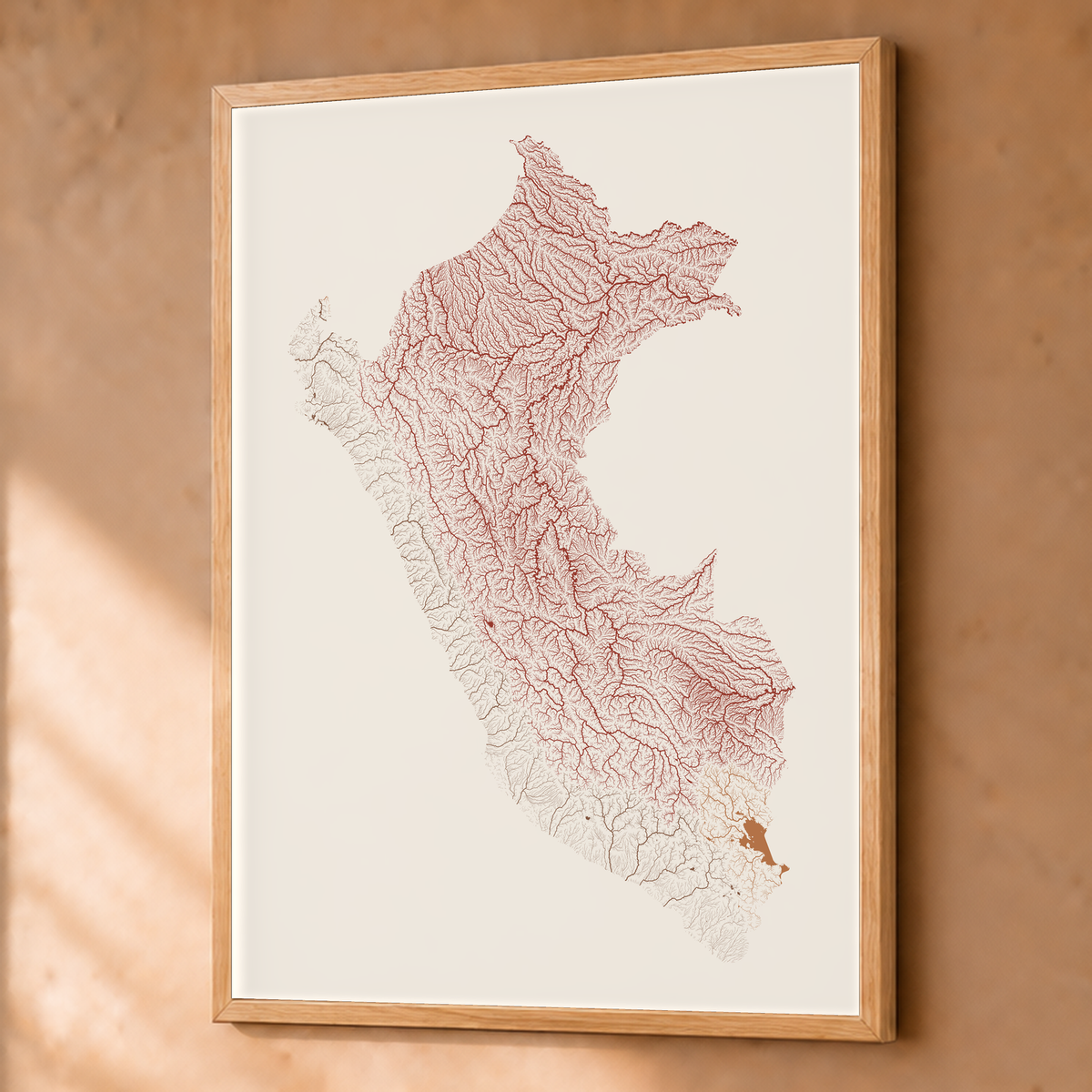 Quadro dos rios do Peru — Terracota e areia, Natural · Sem margem — Fine art emoldurado — 3x4