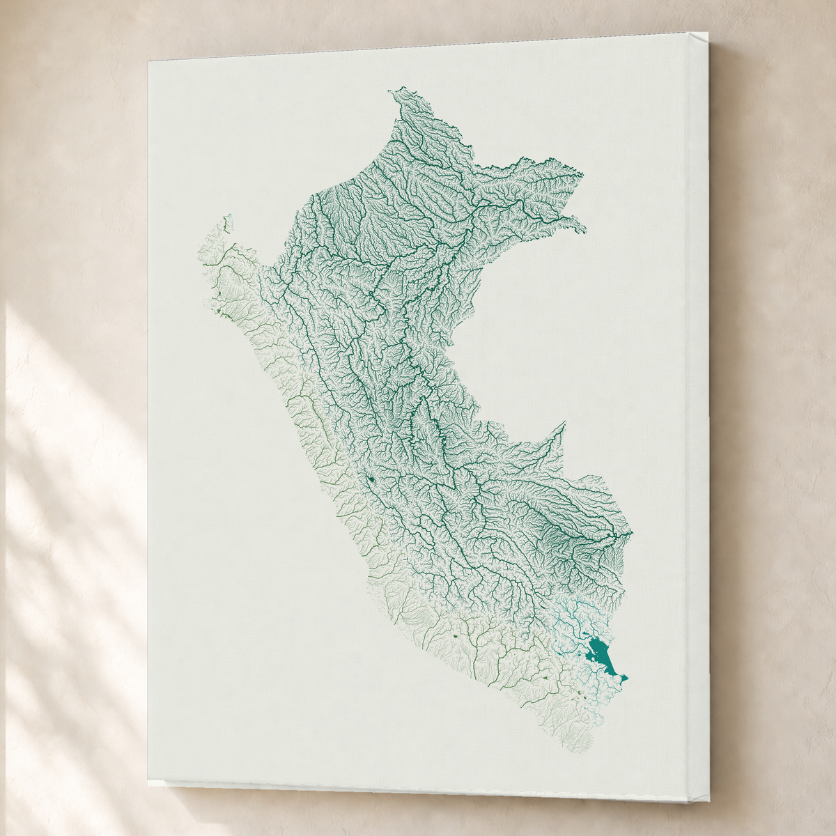 Quadro dos rios do Peru — Verde jade e porcelana, Sem margem — Canvas — 3x4