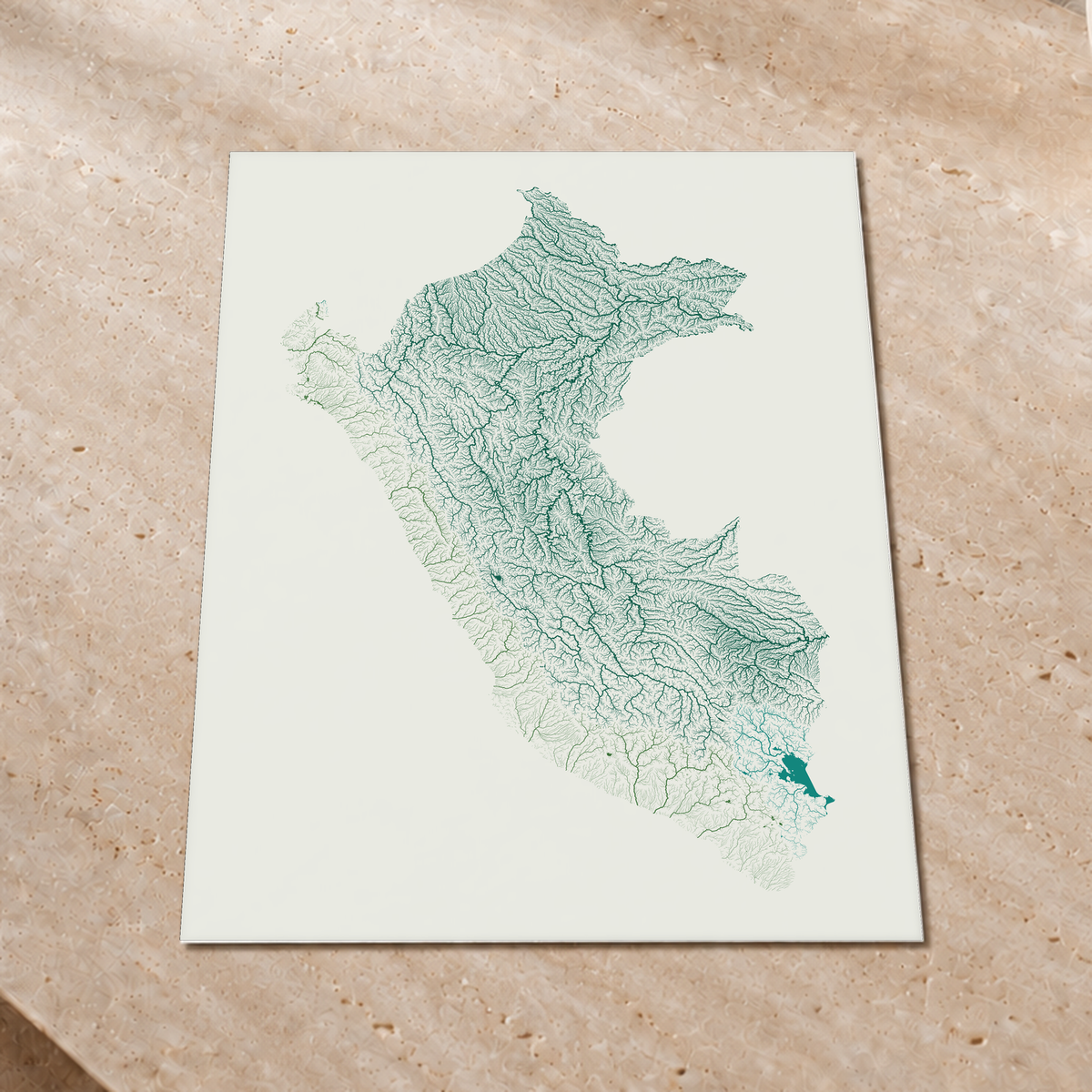 Quadro dos rios do Peru — Verde jade e porcelana, Sem margem — Fine art print — 3x4