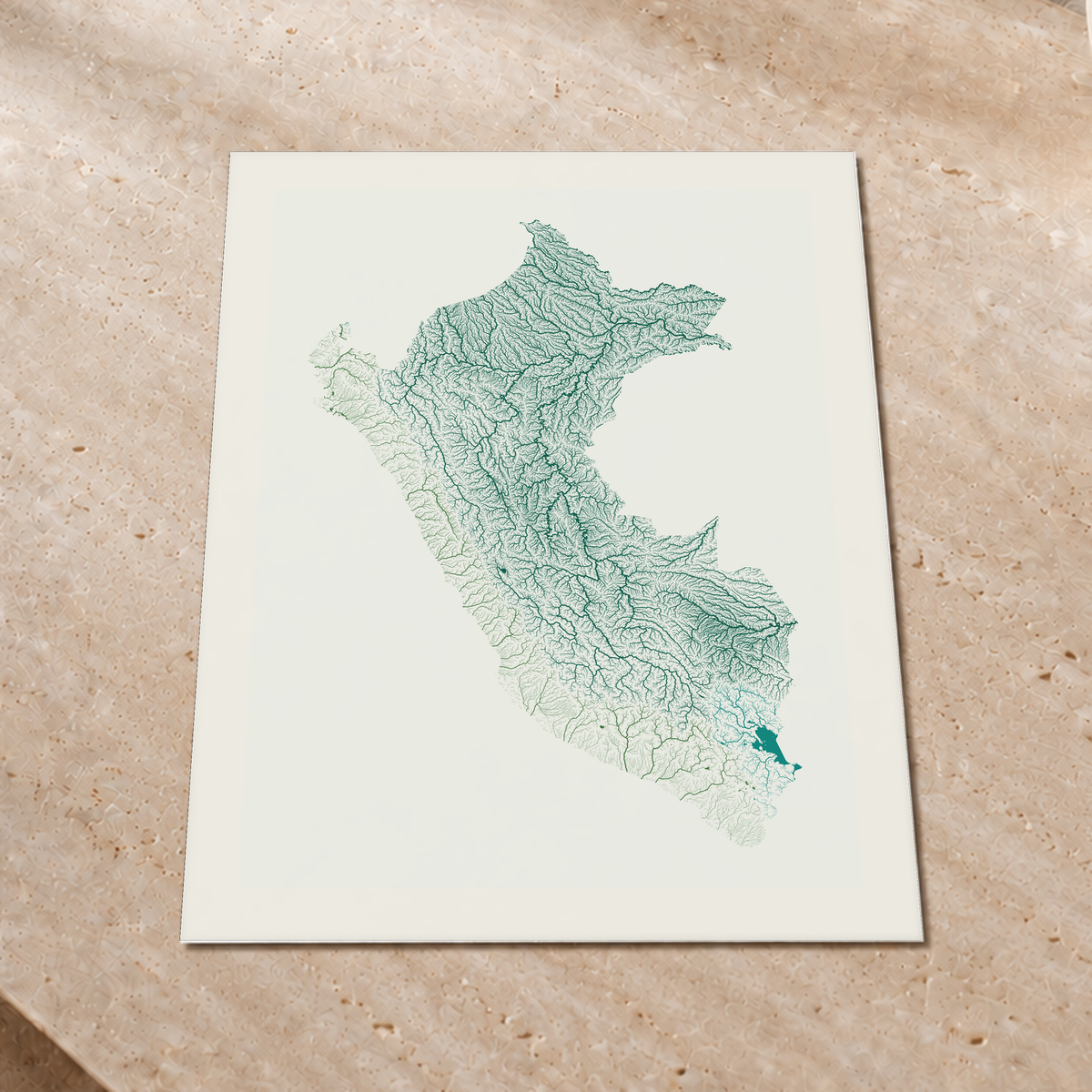 Quadro dos rios do Peru — Verde jade e porcelana, Margem branca — Fine art print — 3x4