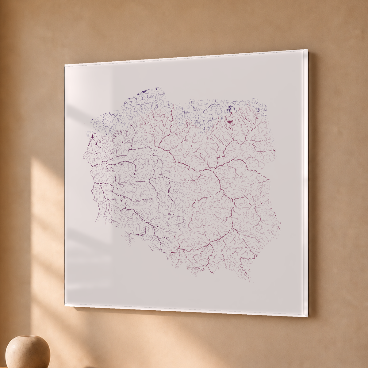 Beautiful Rivers — Polónia — Ameixa e rosé, Acrílico · 30 × 30 cm, Sem margem