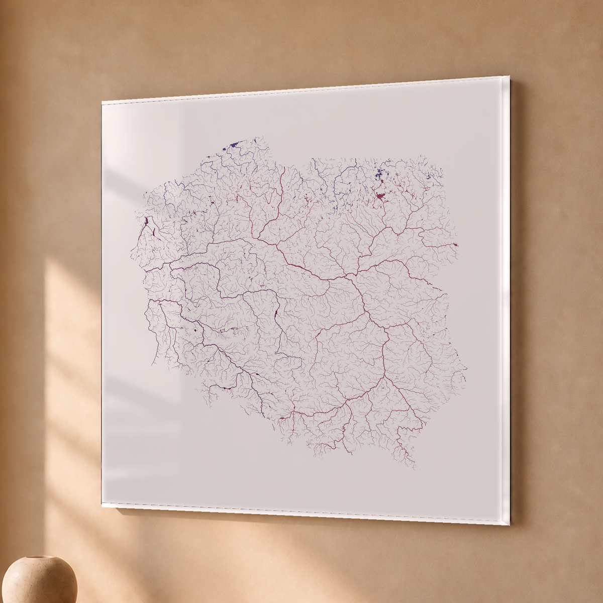Beautiful Rivers — Polónia — Ameixa e rosé, Acrílico · 50 × 50 cm, Sem margem