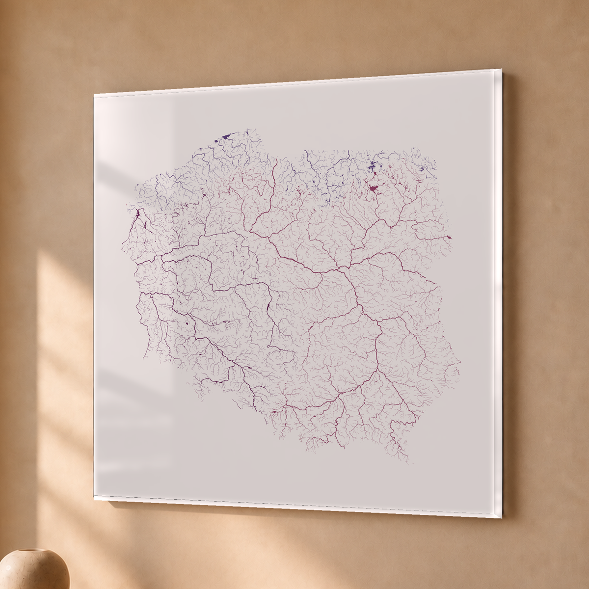Beautiful Rivers — Polónia — Ameixa e rosé, Acrílico · 76 × 76 cm, Sem margem