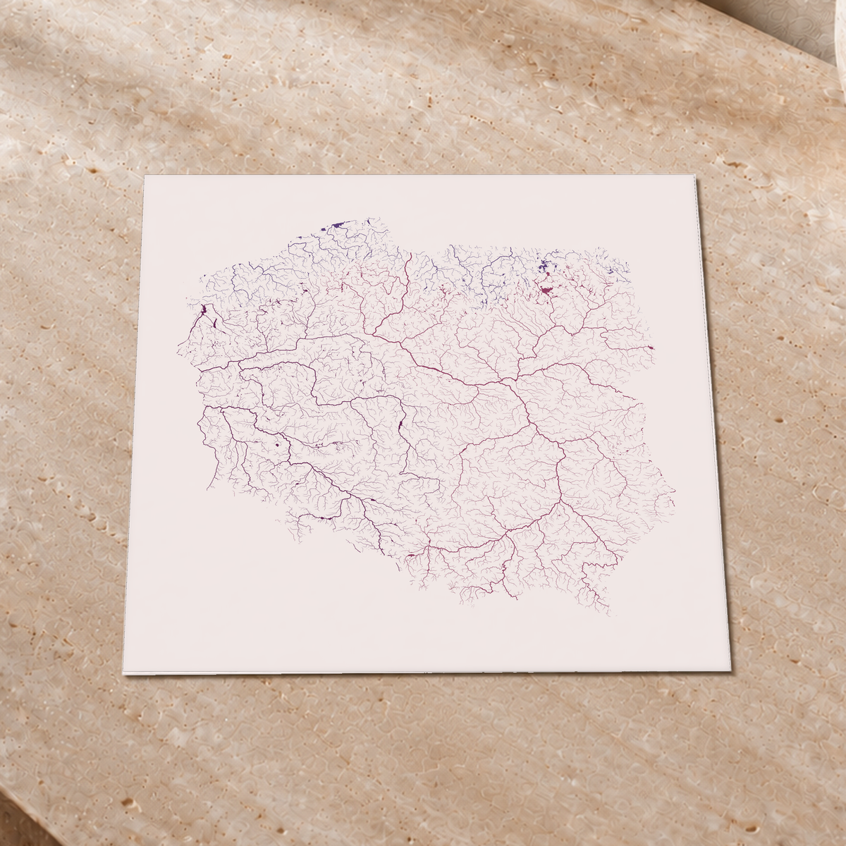 Beautiful Rivers — Polónia — Ameixa e rosé, Impressão fine art · 30 × 30 cm, Sem margem