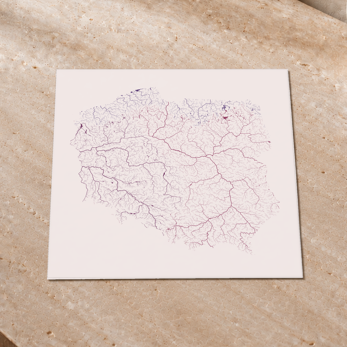 Beautiful Rivers — Polónia — Ameixa e rosé, Impressão fine art · 50 × 50 cm, Sem margem