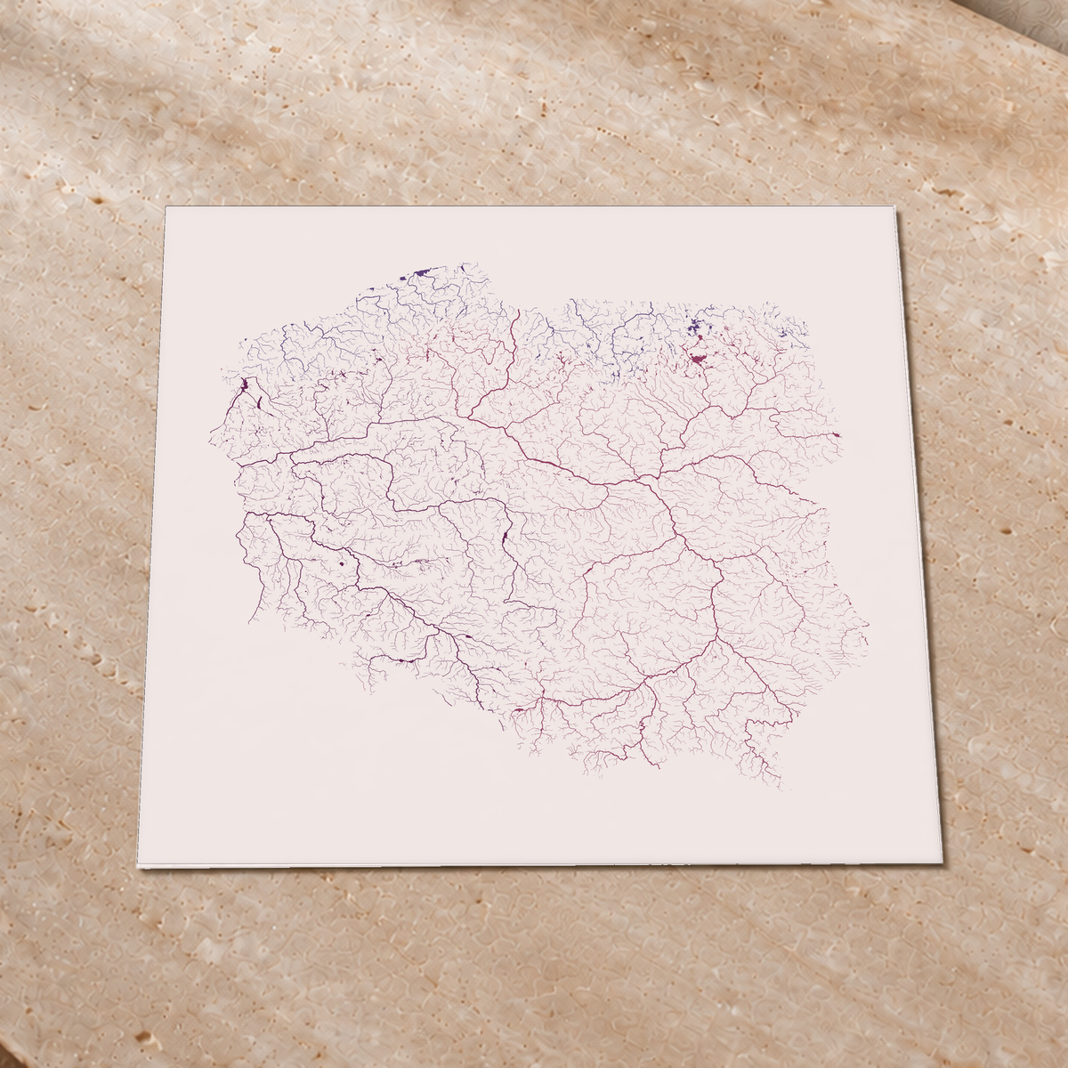 Beautiful Rivers — Polónia — Ameixa e rosé, Impressão fine art · 76 × 76 cm, Sem margem