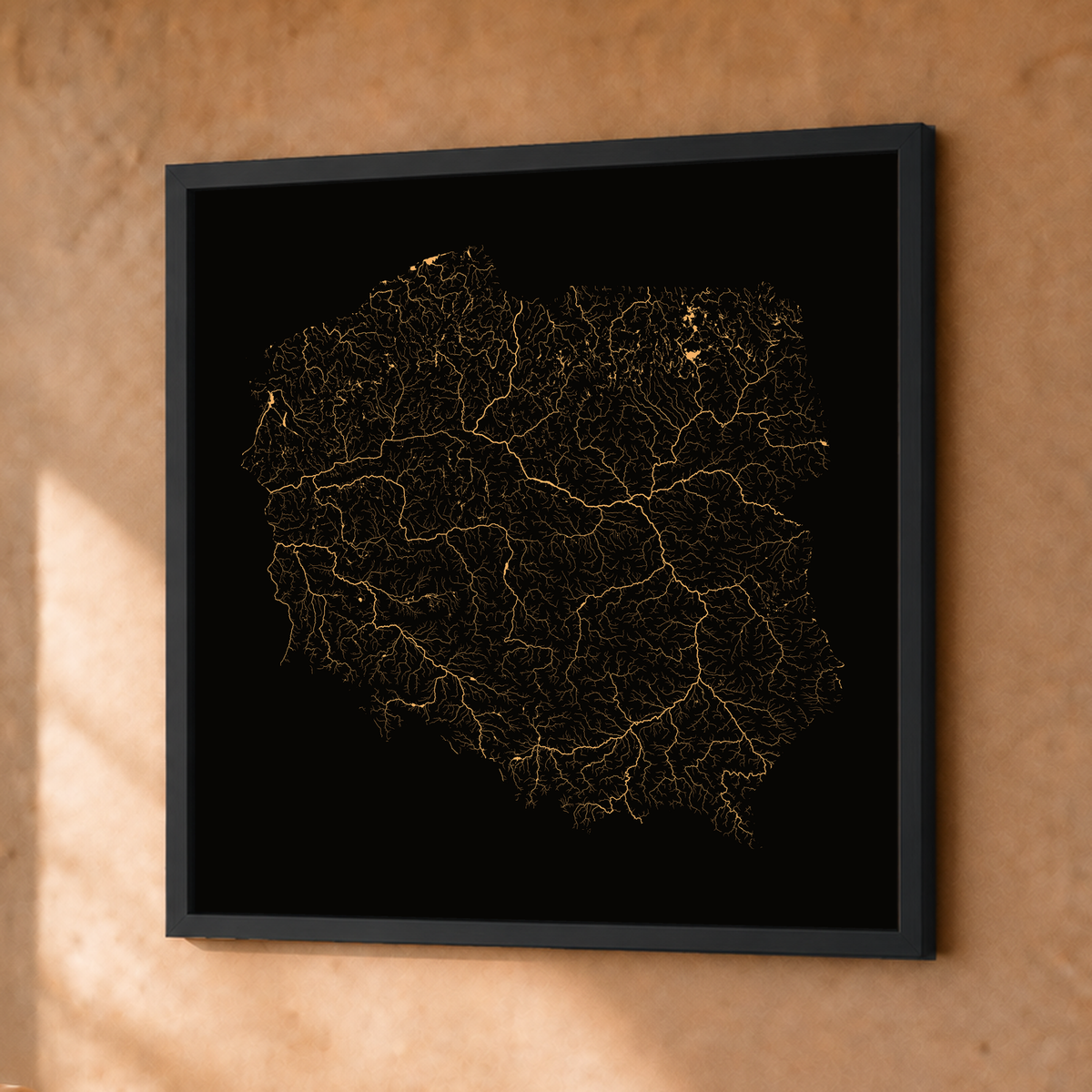 Beautiful Rivers — Polónia — Cobre, Fine art emoldurado · 30 × 30 cm, Preto · Sem margem