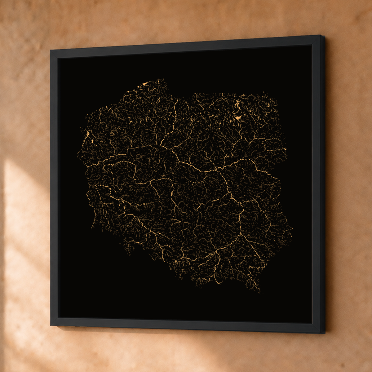 Beautiful Rivers — Polónia — Cobre, Fine art emoldurado · 76 × 76 cm, Preto · Sem margem