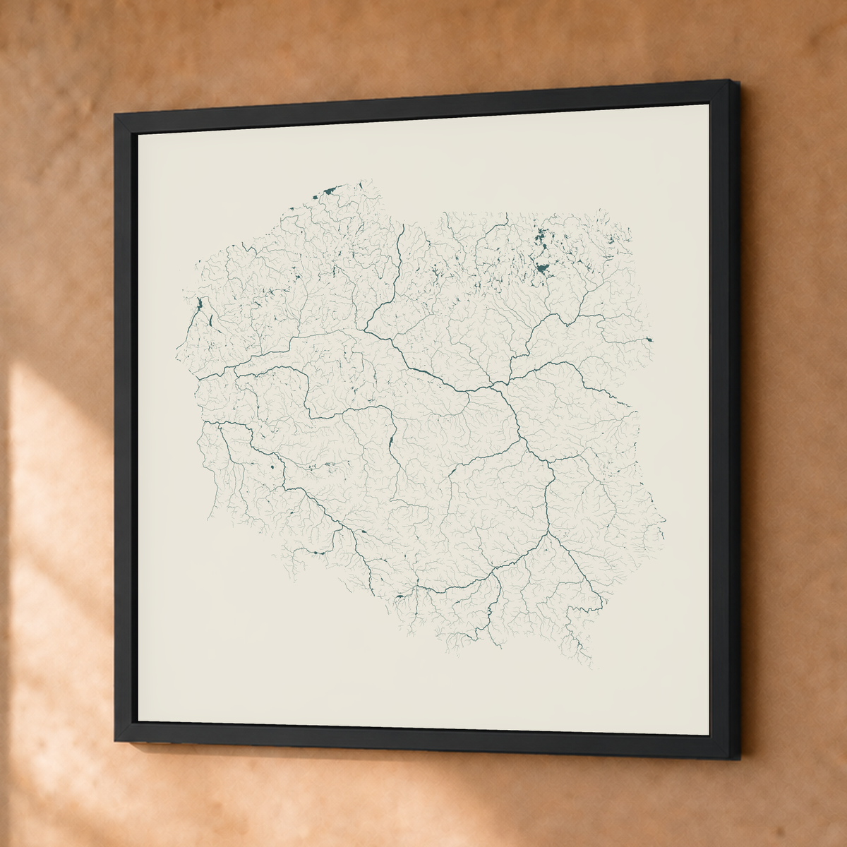 Beautiful Rivers — Polónia — Natural e luminosa, Fine art emoldurado · 76 × 76 cm, Preto · Sem margem