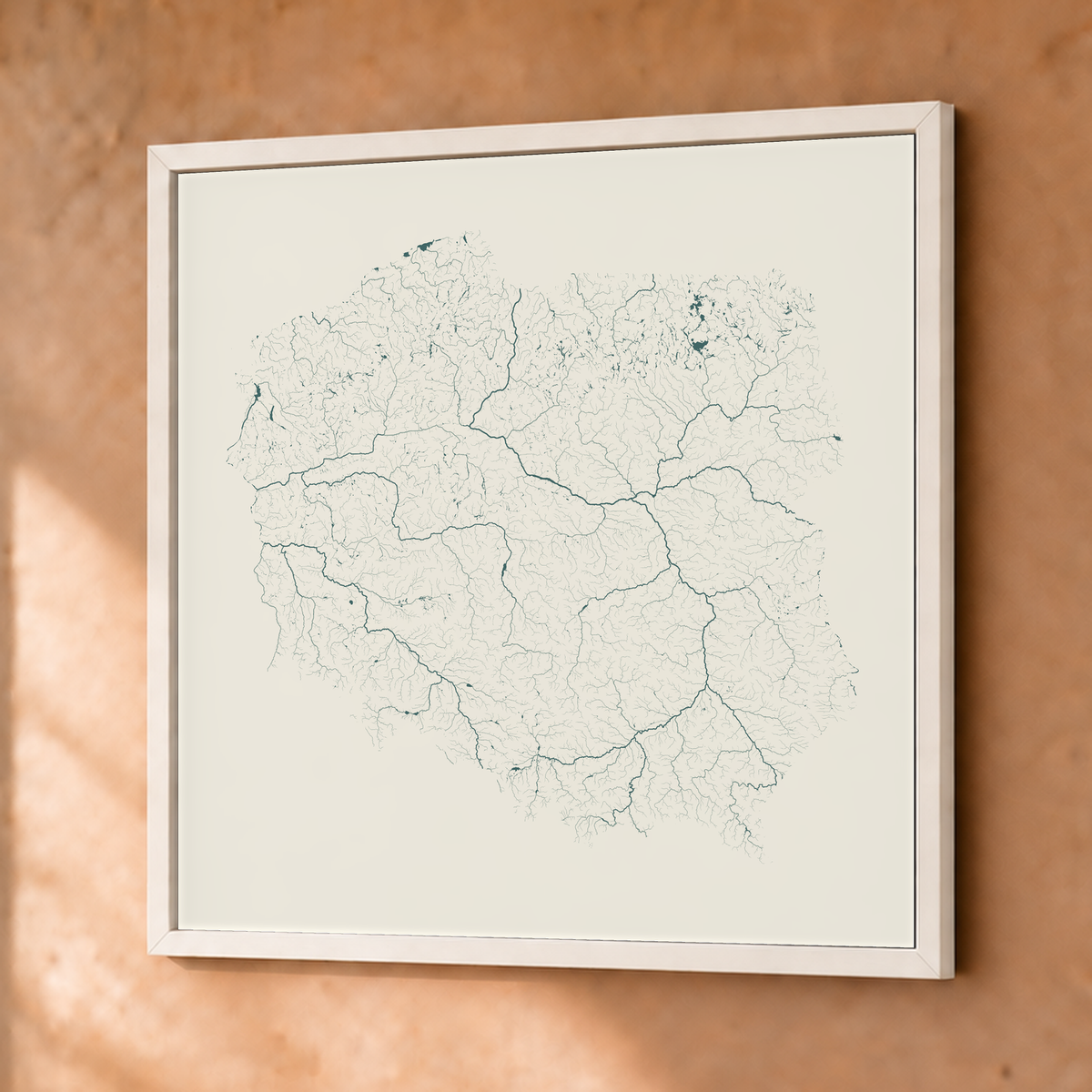Beautiful Rivers — Polónia — Natural e luminosa, Fine art emoldurado · 76 × 76 cm, Branco · Sem margem