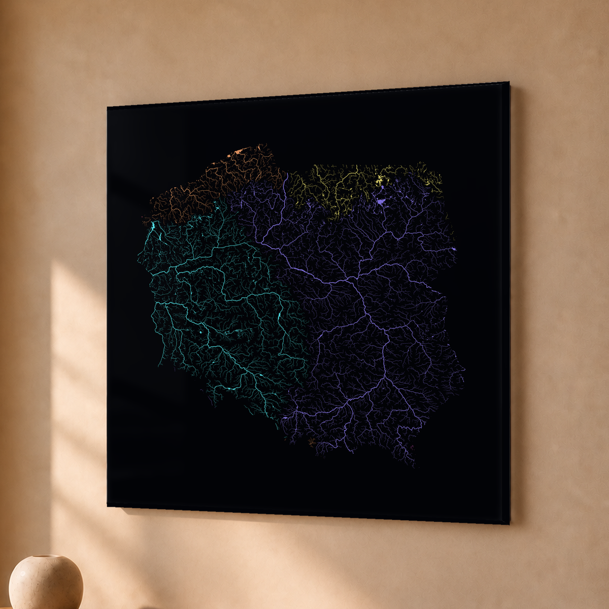 Beautiful Rivers — Polónia — Neon por território, Acrílico · 30 × 30 cm, Sem margem