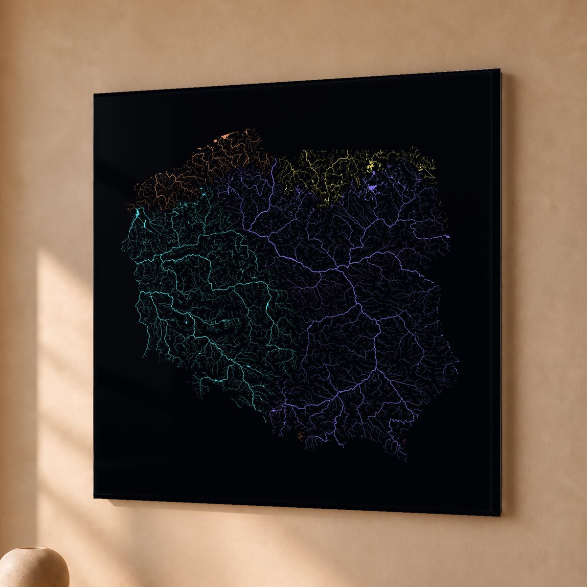 Beautiful Rivers — Polónia — Neon por território, Acrílico · 76 × 76 cm, Sem margem