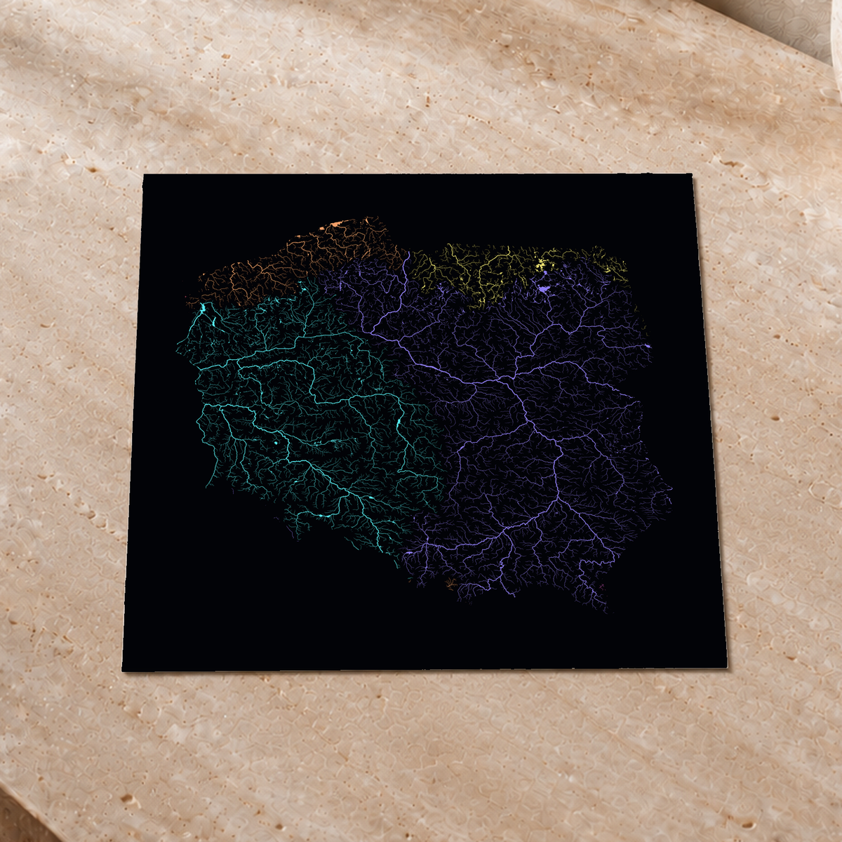 Beautiful Rivers — Polónia — Neon por território, Impressão fine art · 30 × 30 cm, Sem margem
