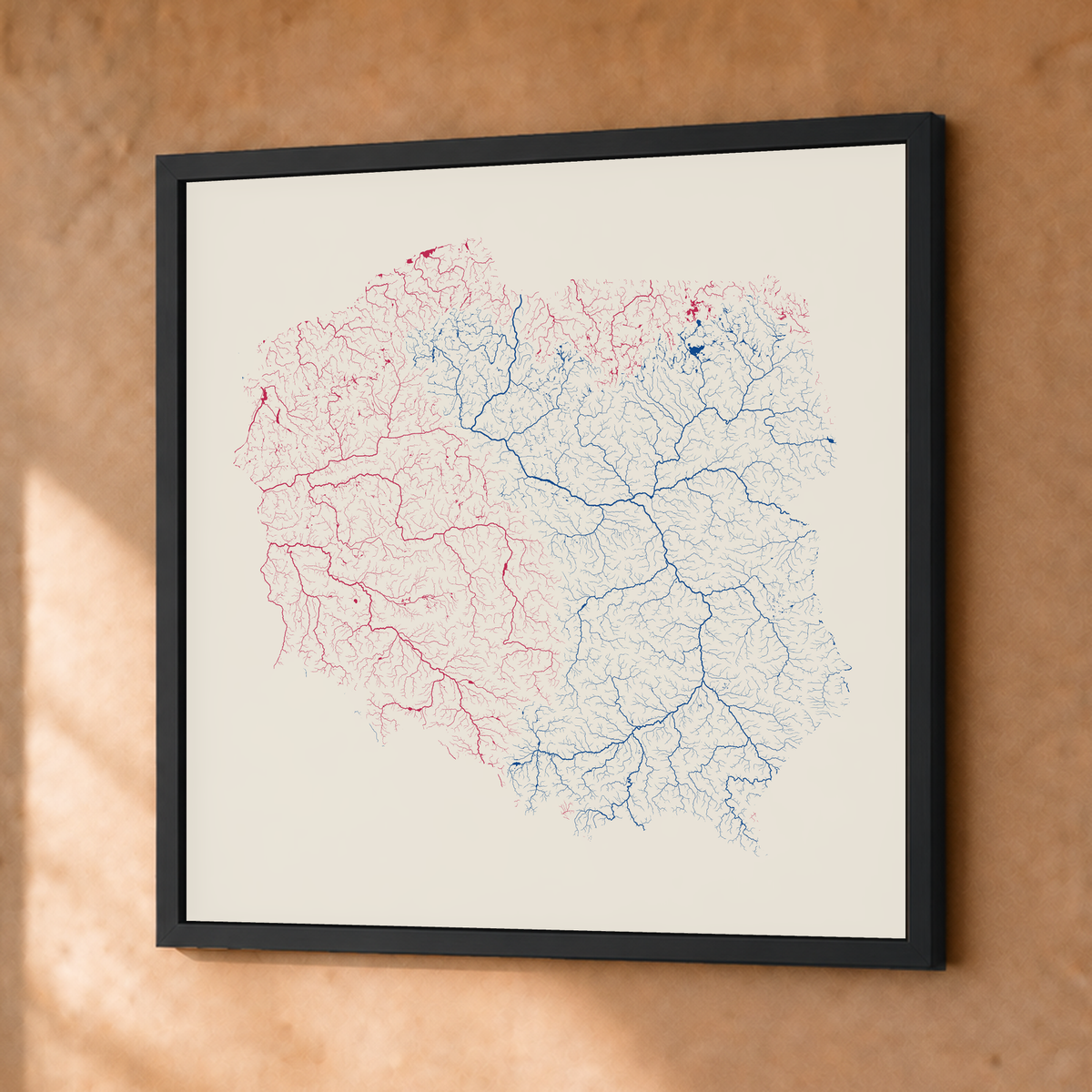 Beautiful Rivers — Polónia — Risografia, Fine art emoldurado · 50 × 50 cm, Preto · Sem margem
