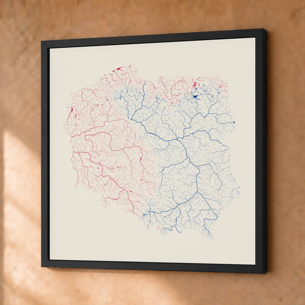 Beautiful Rivers — Polónia — Risografia, Fine art emoldurado · 76 × 76 cm, Preto · Sem margem