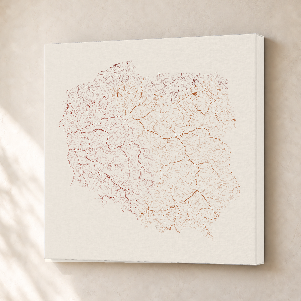 Beautiful Rivers — Polónia — Terracota e areia, Canvas · 30 × 30 cm, Sem margem