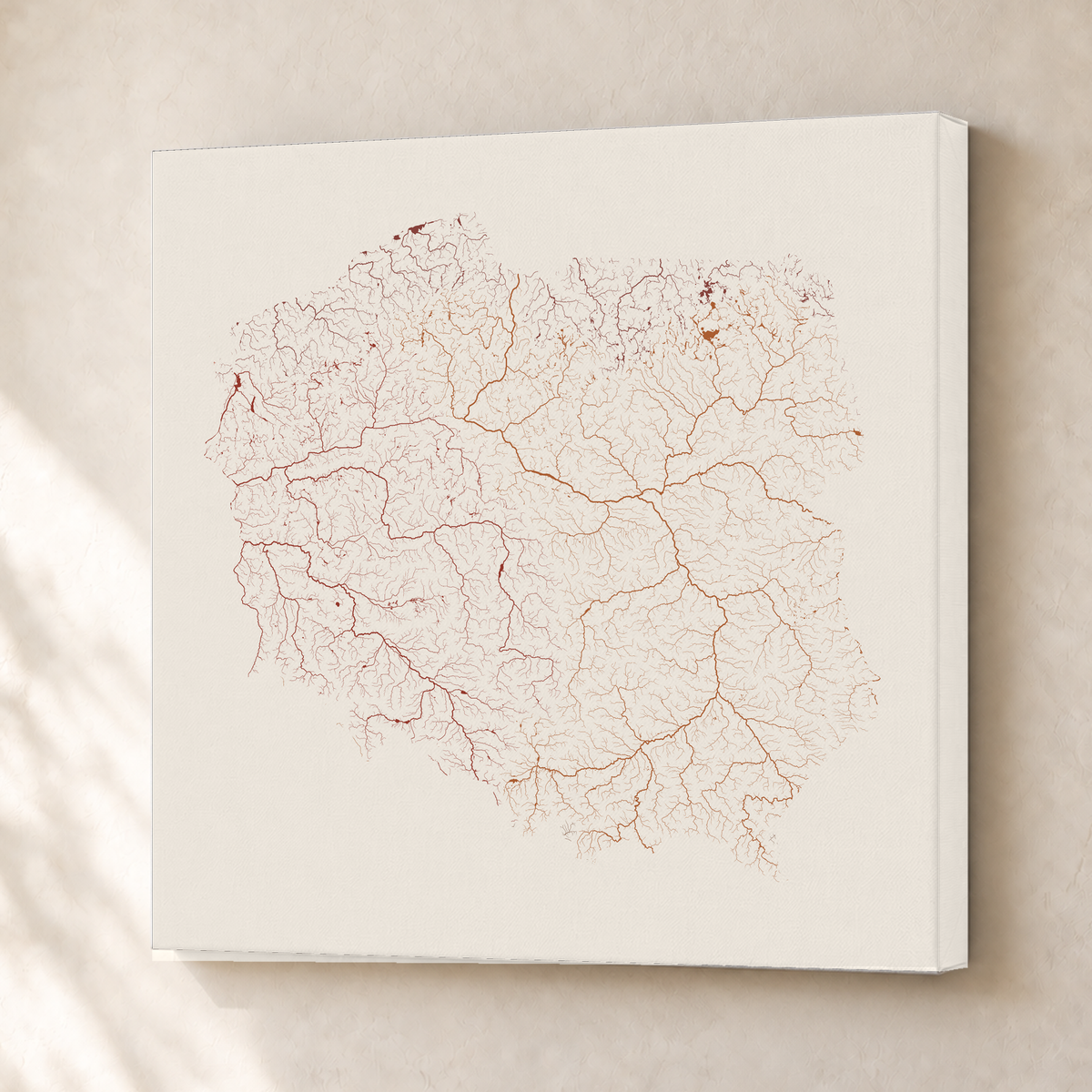 Beautiful Rivers — Polónia — Terracota e areia, Canvas · 50 × 50 cm, Sem margem