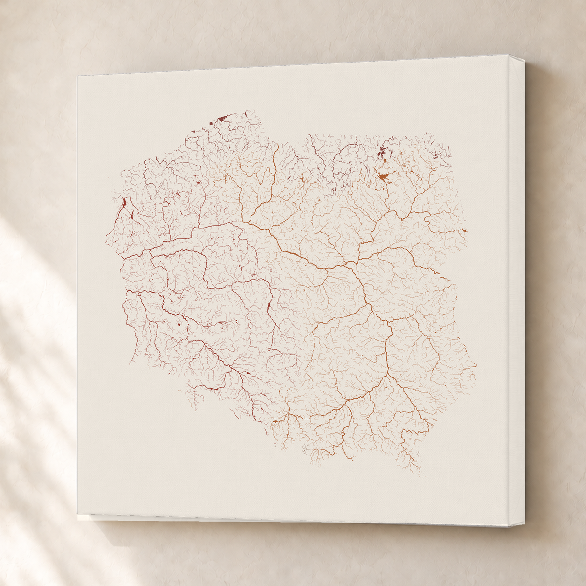 Beautiful Rivers — Polónia — Terracota e areia, Canvas · 76 × 76 cm, Sem margem
