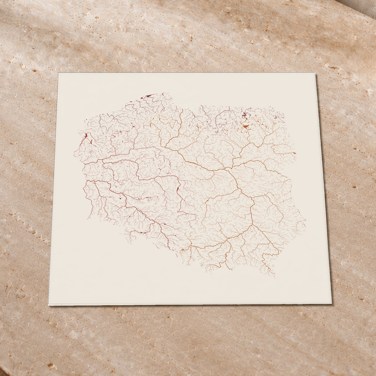 Beautiful Rivers — Polónia — Terracota e areia, Impressão fine art · 76 × 76 cm, Sem margem