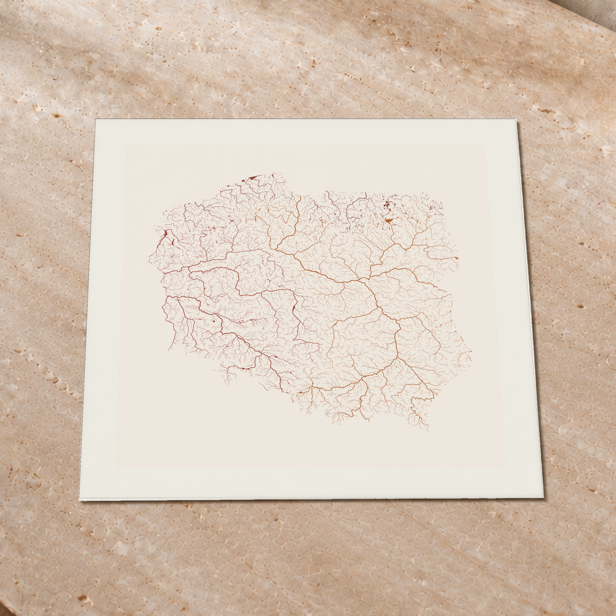 Beautiful Rivers — Polónia — Terracota e areia, Impressão fine art · 76 × 76 cm, Margem branca