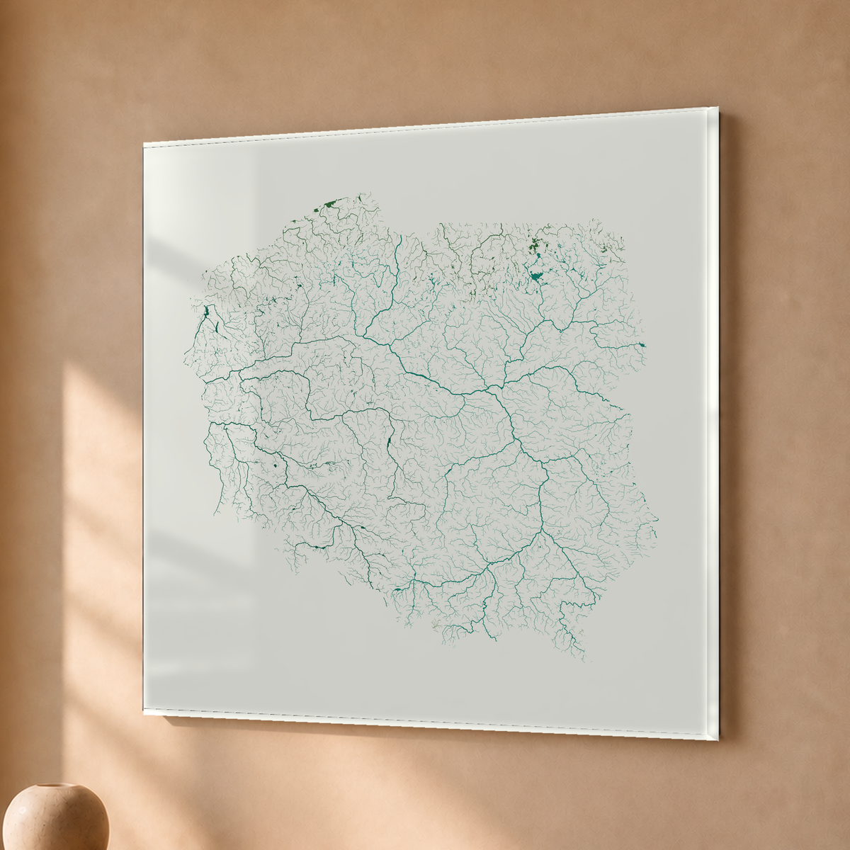 Beautiful Rivers — Polónia — Verde jade e porcelana, Acrílico · 50 × 50 cm, Sem margem
