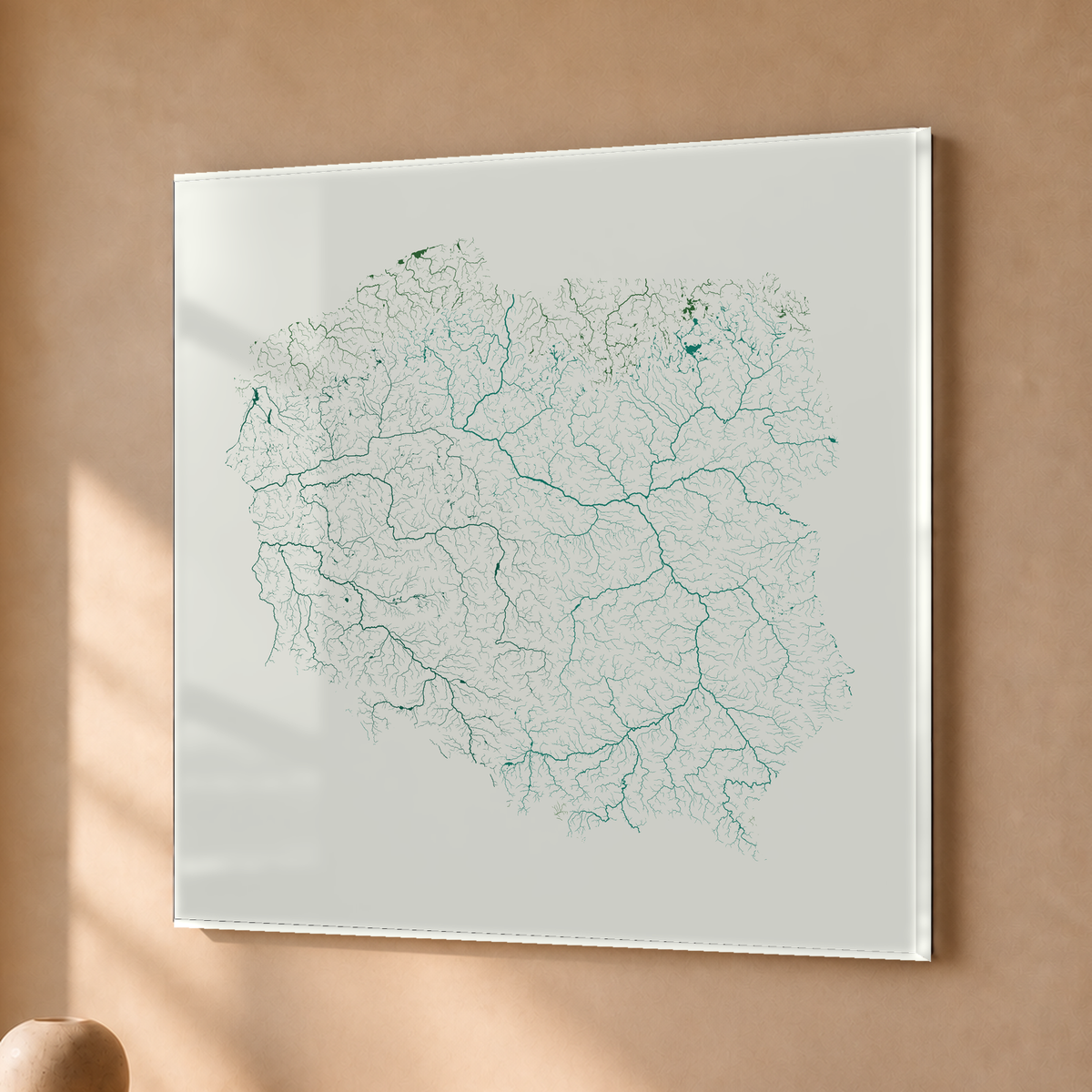 Beautiful Rivers — Polónia — Verde jade e porcelana, Acrílico · 76 × 76 cm, Sem margem