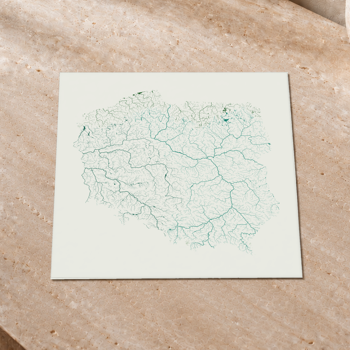 Beautiful Rivers — Polónia — Verde jade e porcelana, Impressão fine art · 30 × 30 cm, Sem margem
