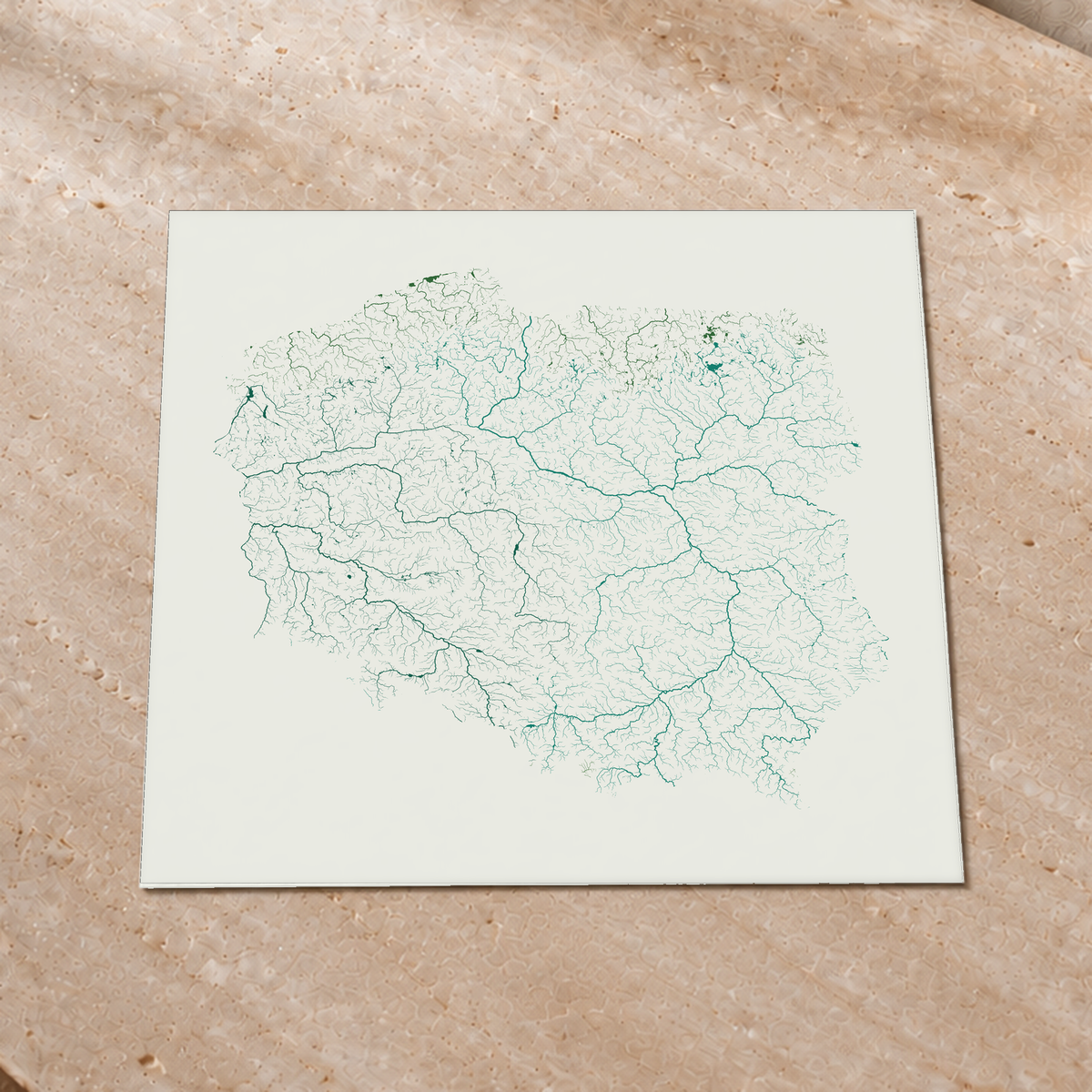 Beautiful Rivers — Polónia — Verde jade e porcelana, Impressão fine art · 76 × 76 cm, Sem margem