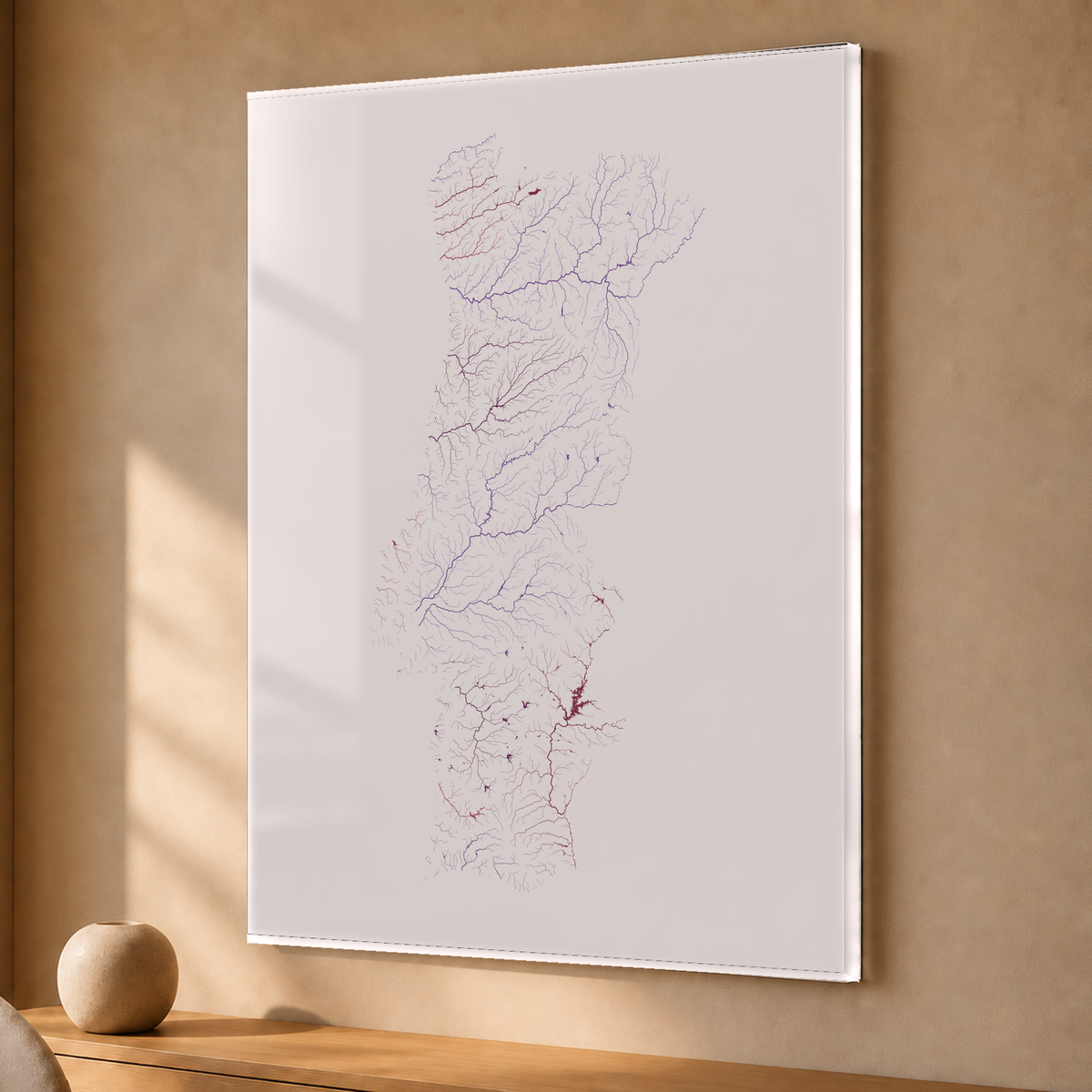 Beautiful Rivers — Portugal — Ameixa e rosé, Acrílico · 30 × 40 cm, Sem margem