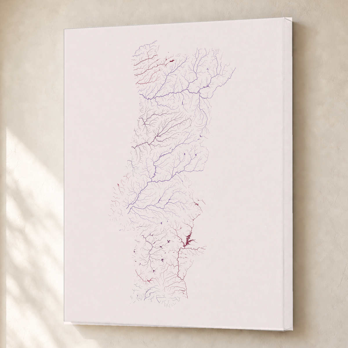 Beautiful Rivers — Portugal — Ameixa e rosé, Canvas · 45 × 60 cm, Sem margem
