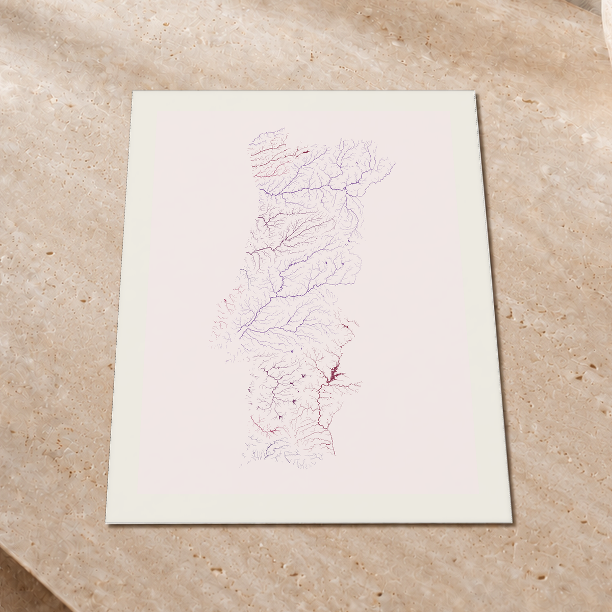 Beautiful Rivers — Portugal — Ameixa e rosé, Impressão fine art · 45 × 60 cm, Margem branca