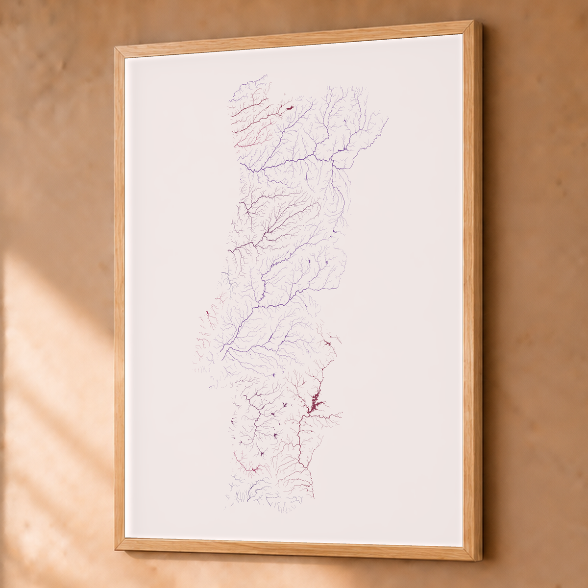 Beautiful Rivers — Portugal — Ameixa e rosé, Fine art emoldurado · 60 × 80 cm, Natural · Sem margem