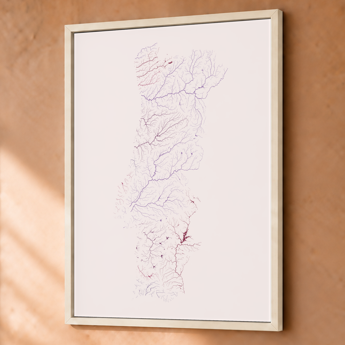 Beautiful Rivers — Portugal — Ameixa e rosé, Fine art emoldurado · 60 × 80 cm, Branco · Sem margem
