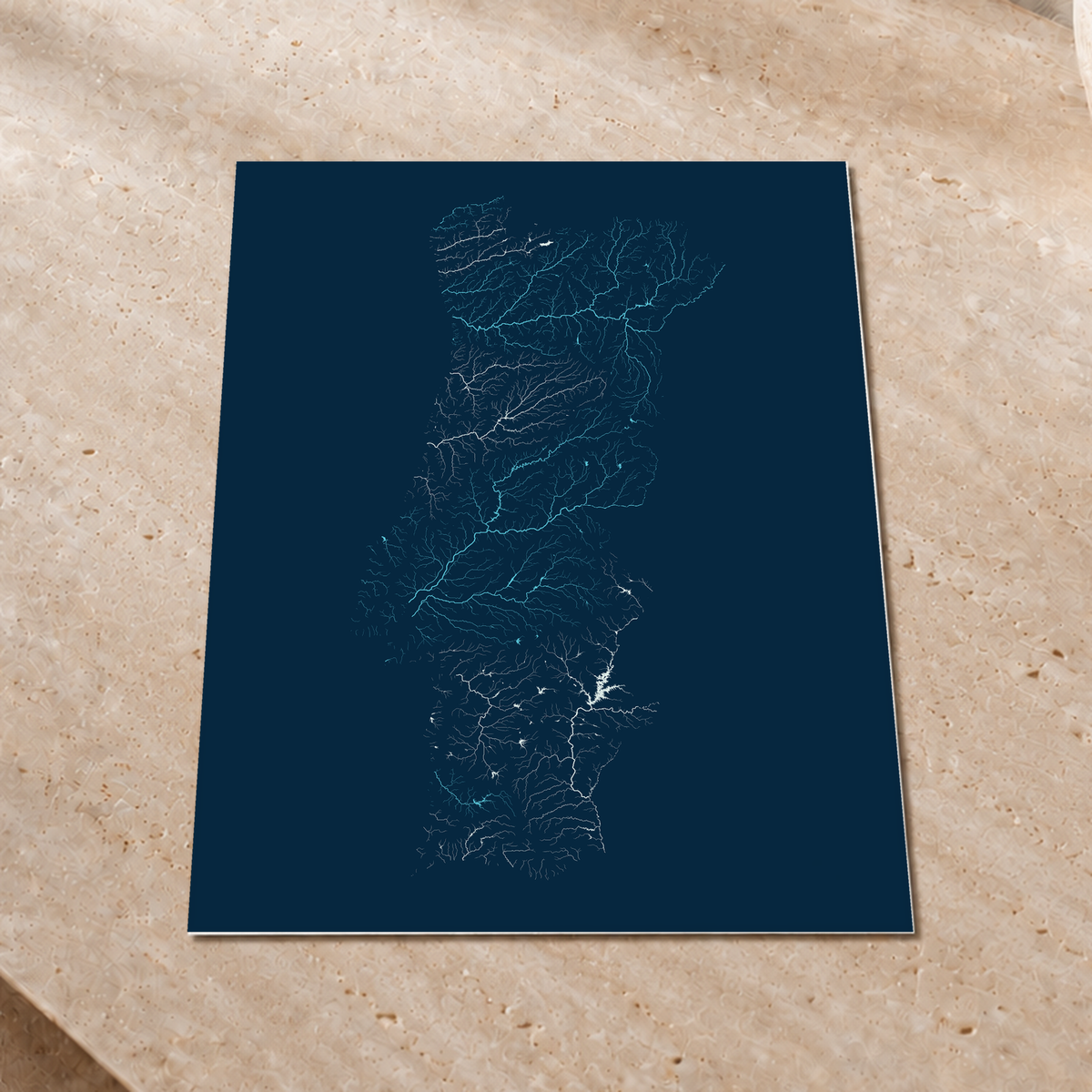 Beautiful Rivers — Portugal — Cianotipia, Impressão fine art · 45 × 60 cm, Sem margem