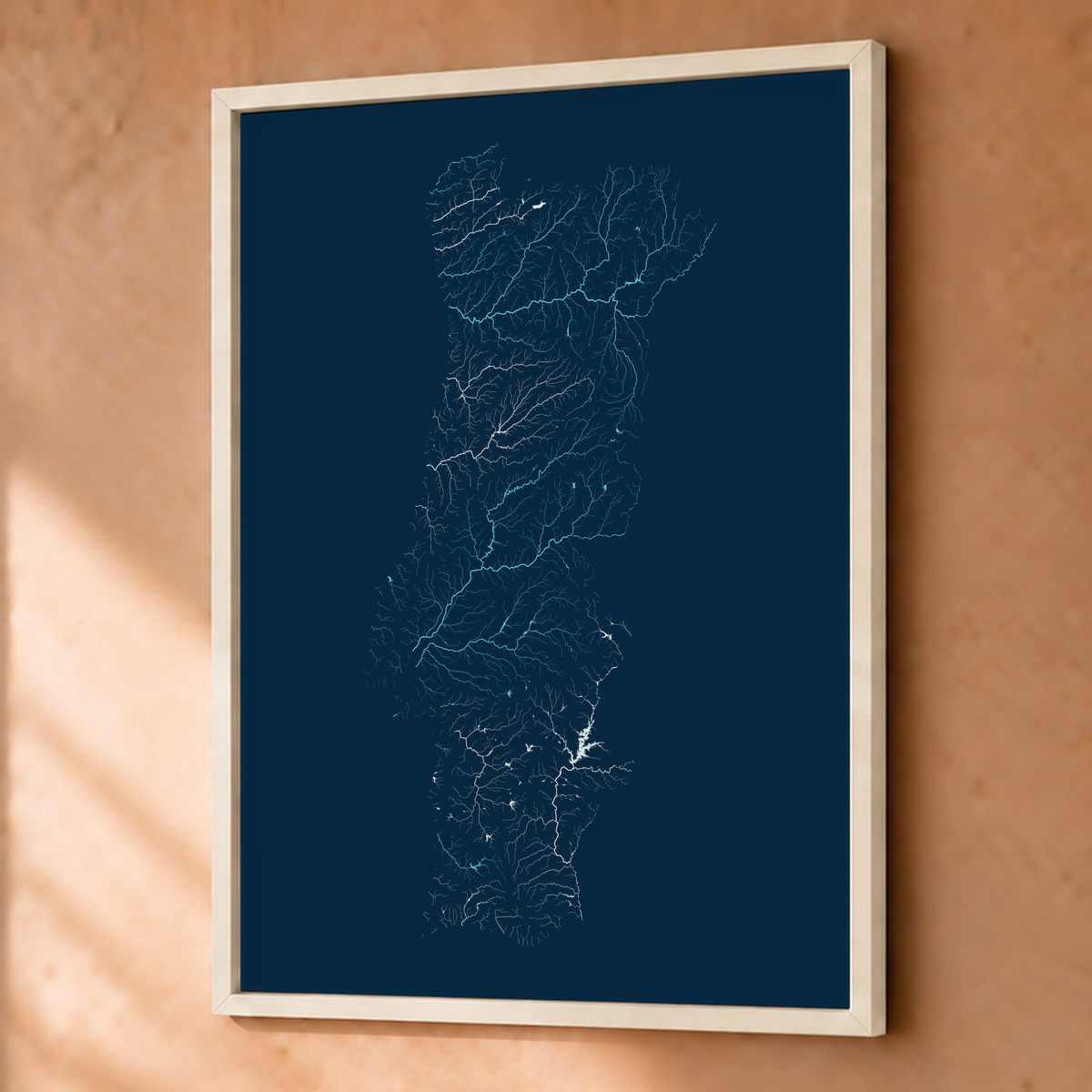 Beautiful Rivers — Portugal — Cianotipia, Fine art emoldurado · 45 × 60 cm, Branco · Sem margem