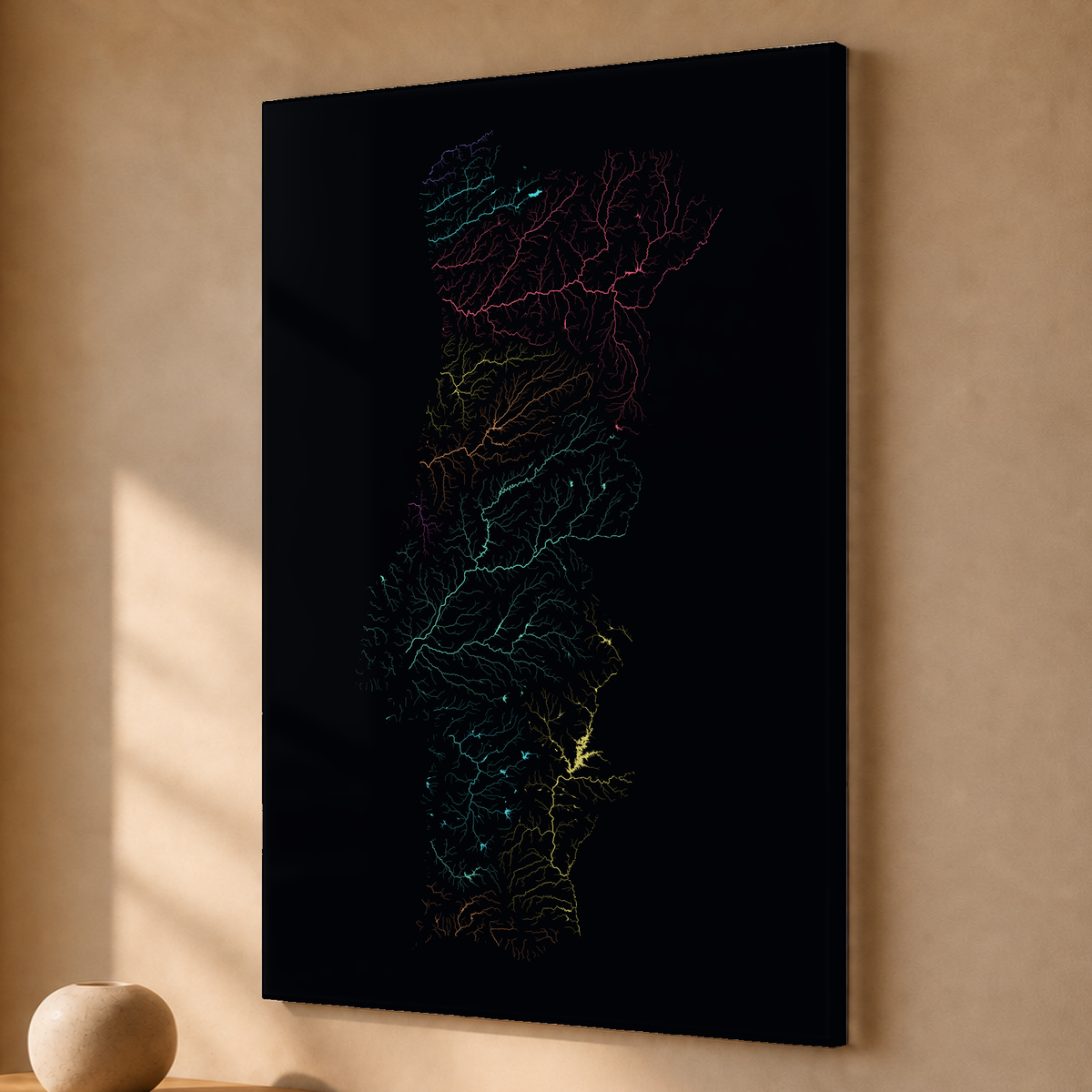 Beautiful Rivers — Portugal — Neon por território, Acrílico · 40 × 60 cm, Sem margem